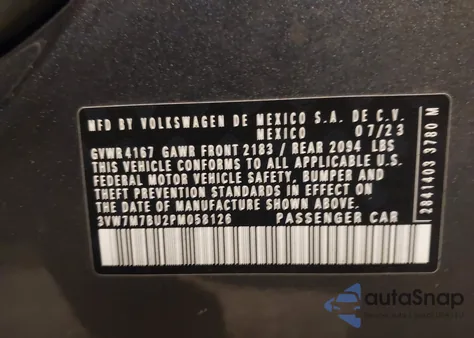 2023 Volkswagen Jetta 1.5T Se from USA, damaged, VIN 3VW7M7BU2PM058126